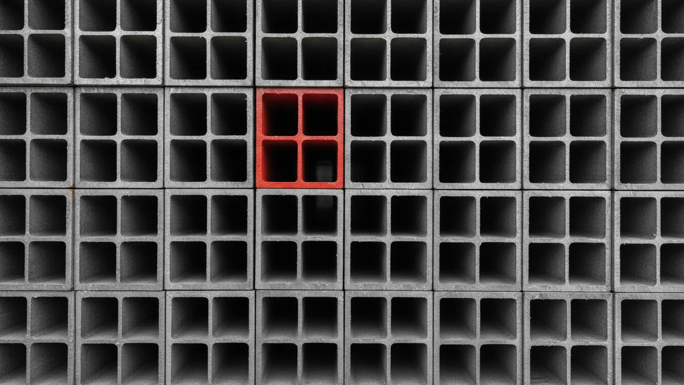Illustration: grid of hollow structural sections, one outlined in red